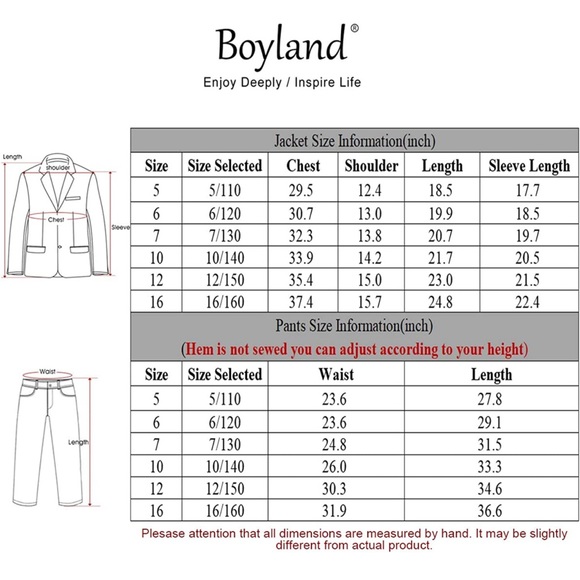 Boys 2 piece suit. Size 150. Purchased on Amazon. Please see size chart. - Picture 5 of 5